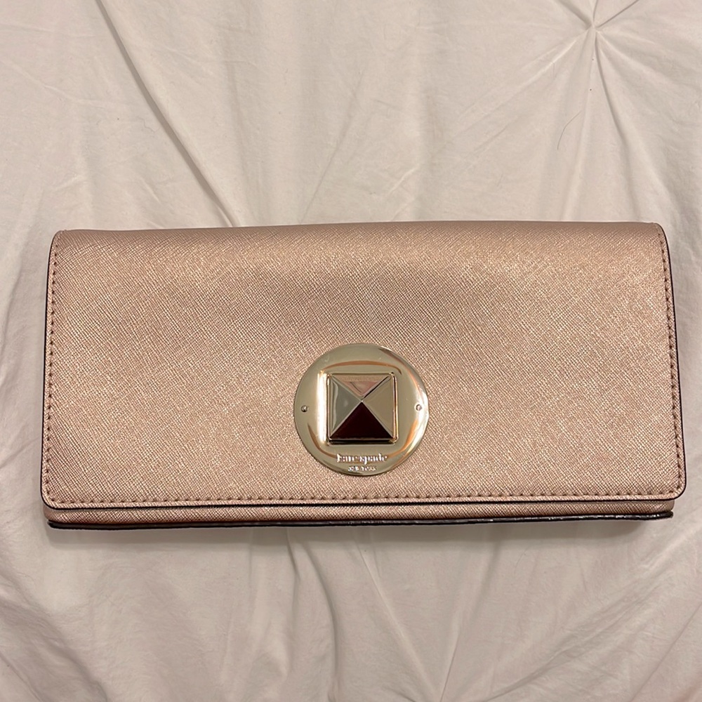 NWT Kate Spade Rose Gold Metallic Clutch